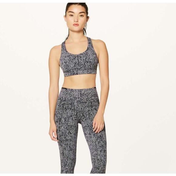 Lululemon Run On Bra Power Luxtreme Black White Sz 10 - Picture 1 of 7
